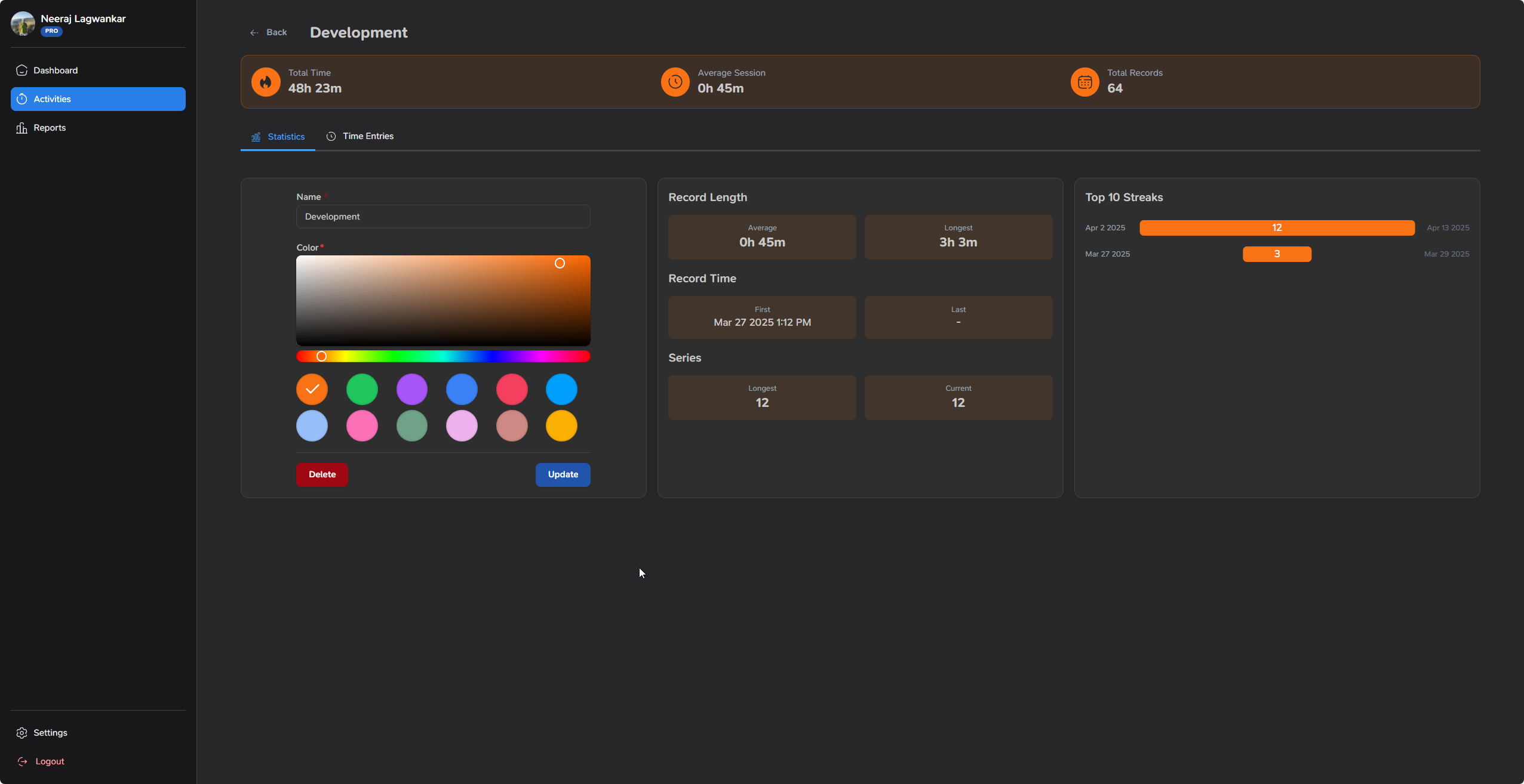 Edit activity view dark mode